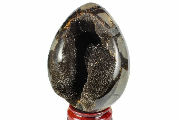 Septarian Dragon Egg Geode - Black Crystals #191474